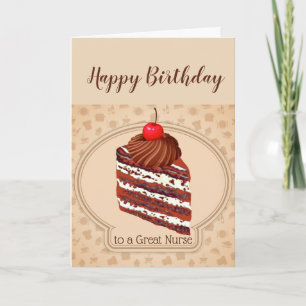Funny Chocolate Cake Great Nurse Birthday Card Kaart