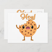 Funny Chocolate Chip Cookie a Bite out Mad Aankondigingskaart (Voorkant / Achterkant)