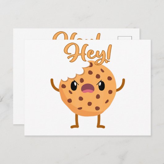 Funny Chocolate Chip Cookie a Bite out Mad Aankondigingskaart (Voorkant / Achterkant)