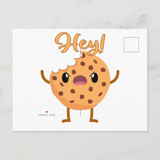 Funny Chocolate Chip Cookie a Bite out Mad Aankondigingskaart (Achterkant)