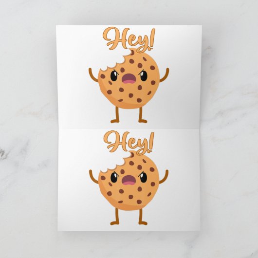 Funny Chocolate Chip Cookie a Bite out Mad Bedankkaart (Binnen)