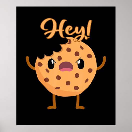 Funny Chocolate Chip Cookie a Bite out Poster (Voorkant)