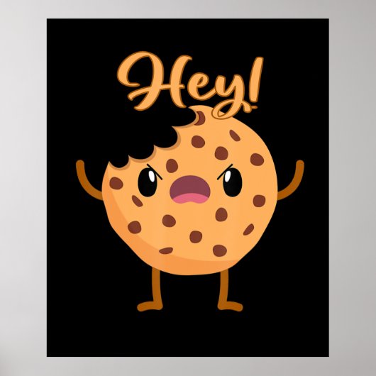 Funny Chocolate Chip Cookie a Bite out Poster (Voorkant)