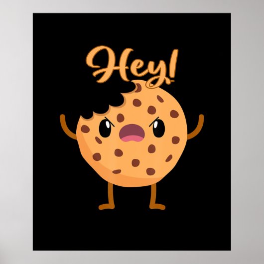 Funny Chocolate Chip Cookie a Bite out Poster (Voorkant)