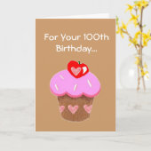 Funny Chocolate Cupcake 100th Birthday Card Kaart (Gele Bloem)