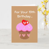 Funny Chocolate Cupcake 19th Birthday Kaart (Gele Bloem)