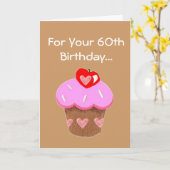 Funny Chocolate Cupcake 60th Birthday Card Kaart (Gele Bloem)