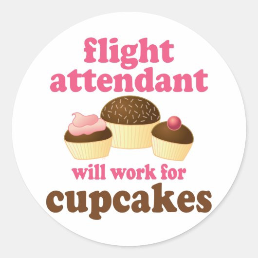 Funny Chocolate Cupcakes Flight Attendant Ronde Sticker (Voorkant)