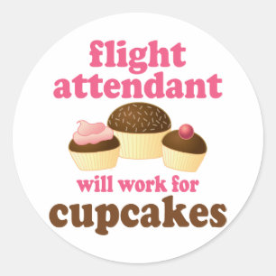 Funny Chocolate Cupcakes Flight Attendant Ronde Sticker
