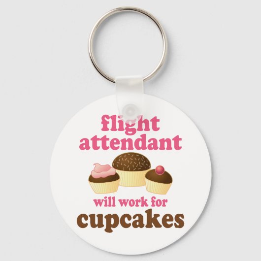 Funny Chocolate Cupcakes Flight Attendant Sleutelhanger (Voorkant)