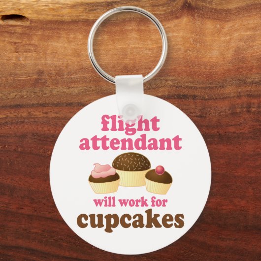 Funny Chocolate Cupcakes Flight Attendant Sleutelhanger (Voorkant)