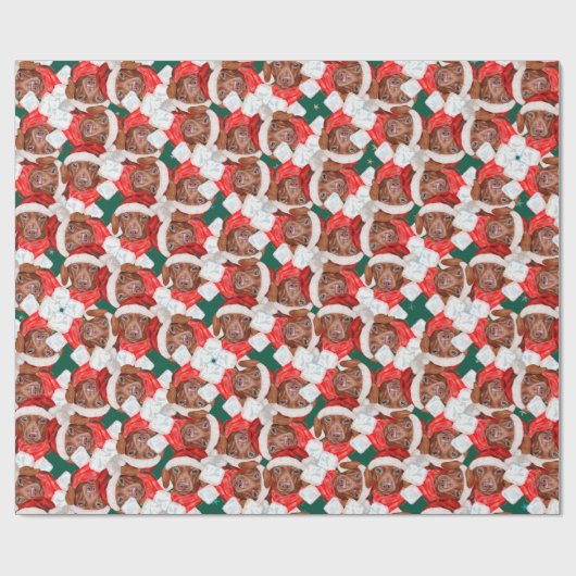 Funny Chocolate Dachshund-kerstpatroon Cadeaupapier (Vlak)