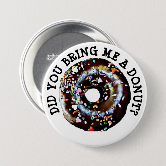 Funny Chocolate Donut Doughnut Button (Voorkant /achterkant)