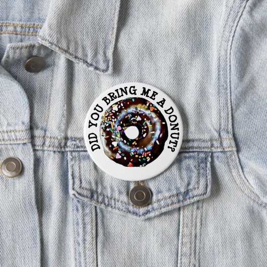 Funny Chocolate Donut Doughnut Button (In situ)