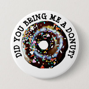 Funny Chocolate Donut Doughnut Button
