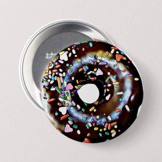 Funny Chocolate Donut Doughnut Button (Voorkant /achterkant)