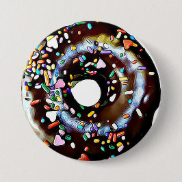 Funny Chocolate Donut Doughnut Button