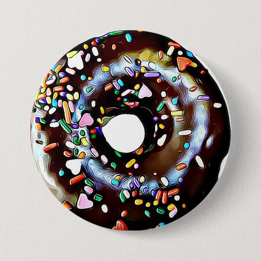 Funny Chocolate Donut Doughnut Button (Voorkant)