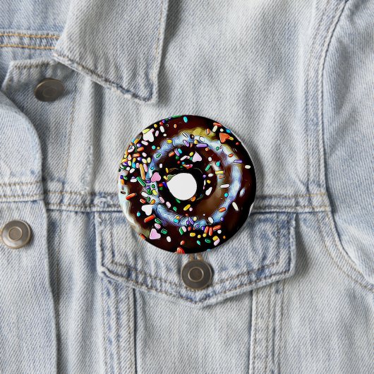 Funny Chocolate Donut Doughnut Button (In situ)