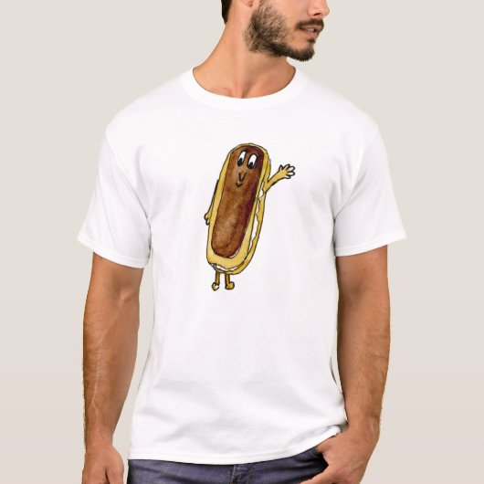 Funny Chocolate Eclair Quirky Cake Cartoon Art T-shirt (Voorkant)