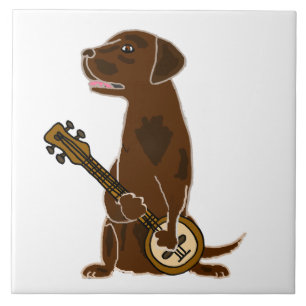 Funny Chocolate Lab Dog die Banjo speelt Tegeltje