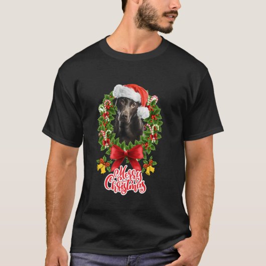 Funny Chocolate Lab Dog Merry Kerstparty Fami T-shirt (Voorkant)