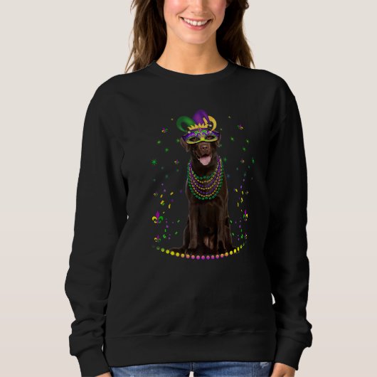 Funny Chocolate Lab Lover Cute Mardi Gras Carnival Trui (Voorkant)