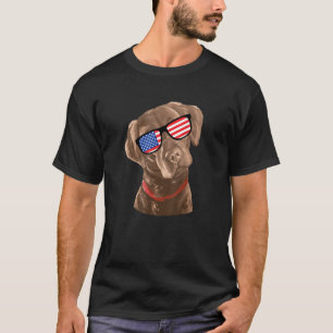 Funny Chocolate Labrador American Flag 4 juli T-shirt