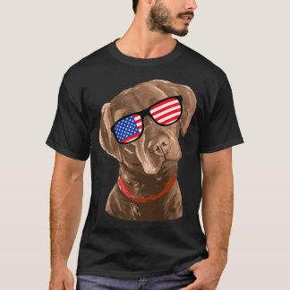 Funny Chocolate Labrador American Flag 4de van T-shirt
