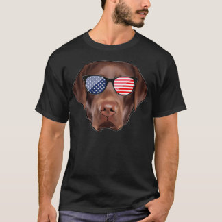 Funny Chocolate Labrador American Flag T-shirt