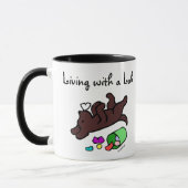 Funny Chocolate Labrador Cartoon Illustratie Mok (Links)