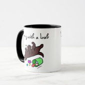 Funny Chocolate Labrador Cartoon Illustratie Mok (Voorkant links)