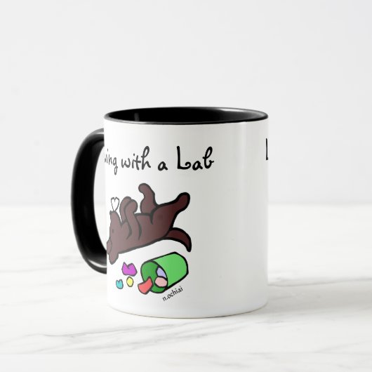 Funny Chocolate Labrador Cartoon Illustratie Mok (Voorkant links)