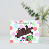 Funny Chocolate Labrador Cartoon Polka Dot Briefkaart (Staand voorkant)