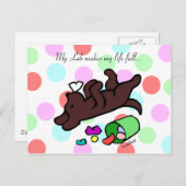 Funny Chocolate Labrador Cartoon Polka Dot Briefkaart (Voorkant / Achterkant)