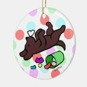 Funny Chocolate Labrador Cartoon Polka Dot Keramisch Ornament (Links)