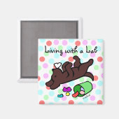 Funny Chocolate Labrador Cartoon Polka Dot Magneet (Voorkant / Achterkant)
