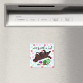 Funny Chocolate Labrador Cartoon Polka Dot Magneet (Insitu (Vaatwasser))