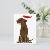 Funny Chocolate Labrador Retriever Christmas Art Feestdagenkaart (Staand voorkant)