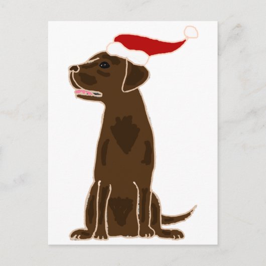 Funny Chocolate Labrador Retriever Christmas Art Feestdagenkaart (Voorkant)