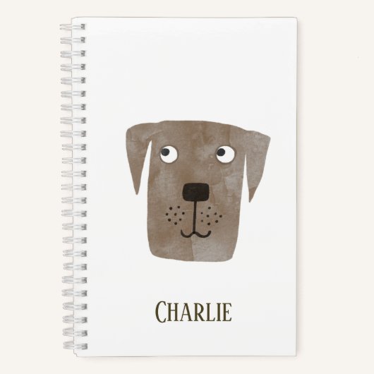 Funny Chocolate Labrador Retriever Dog Custom Name Notitieboek (Voorkant)