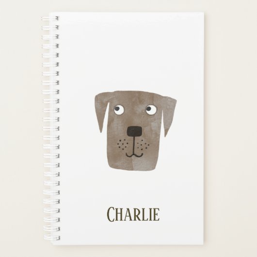 Funny Chocolate Labrador Retriever Dog Custom Name Planner (Voorkant)