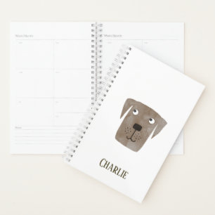 Funny Chocolate Labrador Retriever Dog Custom Name Planner