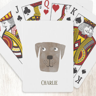 Funny Chocolate Labrador Retriever Dog Custom Name Pokerkaarten