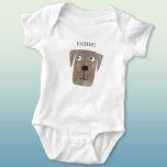 Funny Chocolate Labrador Retriever Dog Custom Name Romper<br><div class="desc">Kute Little Chocolate Labrador Retriever hondenkunst om je te laten glimlachen. Aanpassen door de naam te wijzigen of te verwijderen.</div>