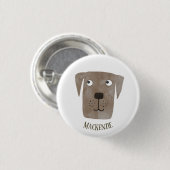 Funny Chocolate Labrador Retriever Dog Custom Name Ronde Button 3,2 Cm (Voorkant /achterkant)