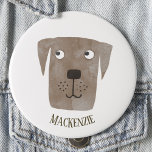Funny Chocolate Labrador Retriever Dog Custom Name Ronde Button 3,2 Cm<br><div class="desc">Een schattig schilderij van de labrador Retriever waterverf om je te laten glimlachen. Aanpassen door de naam te wijzigen of te verwijderen.</div>