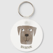 Funny Chocolate Labrador Retriever Dog Custom Name Sleutelhanger (Voorkant)