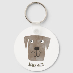 Funny Chocolate Labrador Retriever Dog Custom Name Sleutelhanger