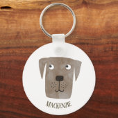 Funny Chocolate Labrador Retriever Dog Custom Name Sleutelhanger (Voorkant)